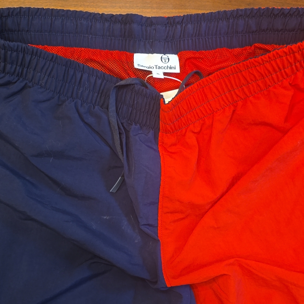 Sergio Tacchini Red and Blue Athletic Shorts